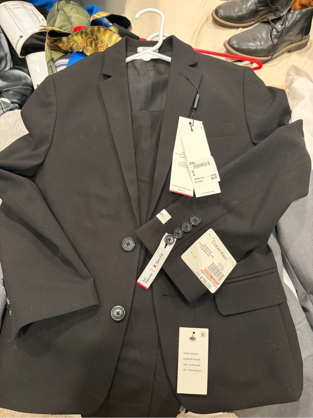 Calvin Klein Kids Black Two-Button Blazer and Pants